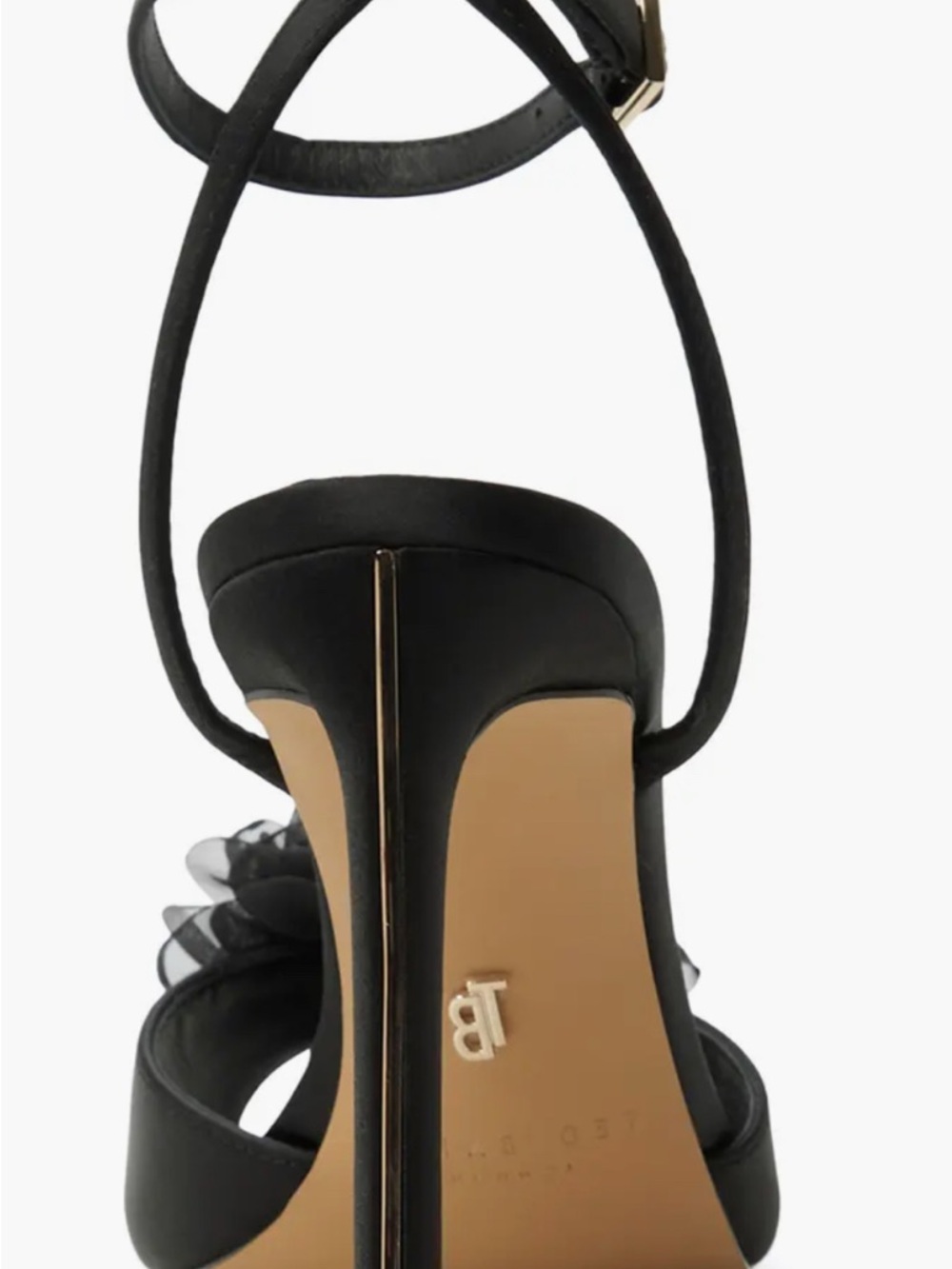 Ted Baker Black Peep-Toe Ankle-Strap Heels with Floral Accent - Picture 6 of 7